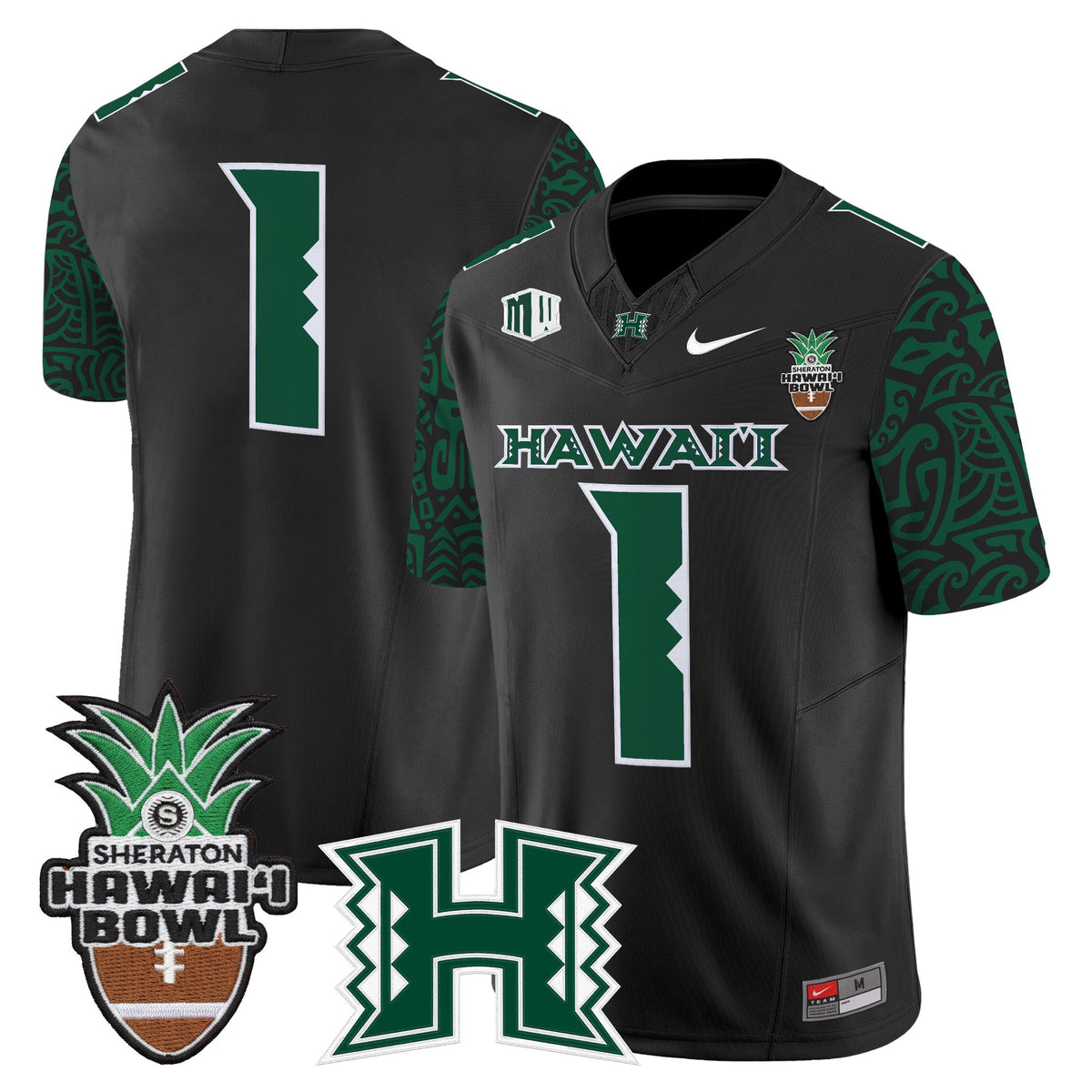 Men's Hawai'i Rainbow Warriors 2025 Hawai'i Pattern Vapor Limited Jersey - Hawai'i Bowl Patch - All Stitched