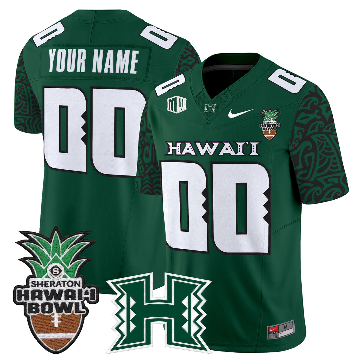 Hawai'i Rainbow Warriors 2025 Hawai'i Pattern Vapor Limited Custom Jersey - Hawai'i Bowl Patch - All Stitched