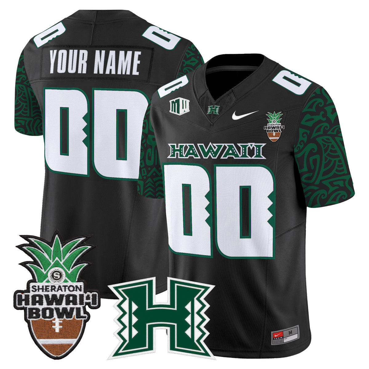 Hawai'i Rainbow Warriors 2025 Hawai'i Pattern Vapor Limited Custom Jersey - Hawai'i Bowl Patch - All Stitched