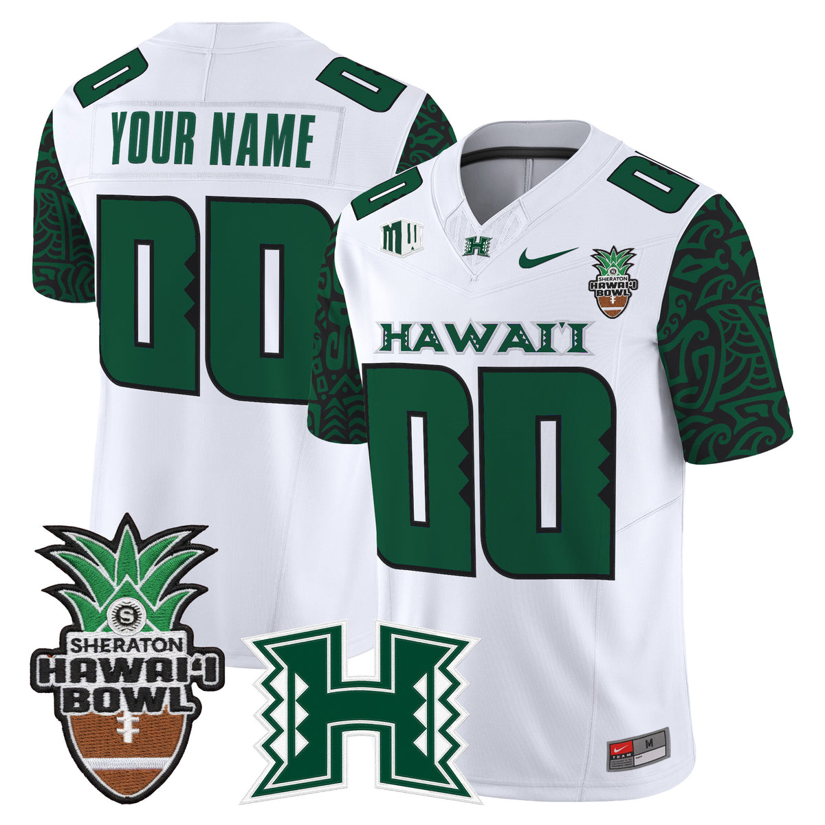 Hawai'i Rainbow Warriors 2025 Hawai'i Pattern Vapor Limited Custom Jersey - Hawai'i Bowl Patch - All Stitched
