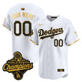 Los Angeles Dodgers 9-Time Champions Gold Trim Vapor Premier Limited Custom Jersey - All Stitched