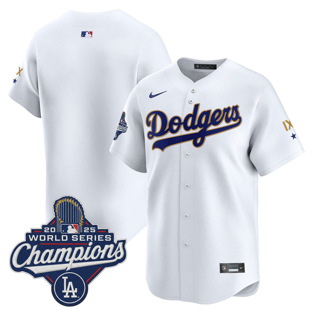 Men's Los Angeles Dodgers 9-Time Champions Gold Trim Vapor Premier Limited Jersey - All Stitched