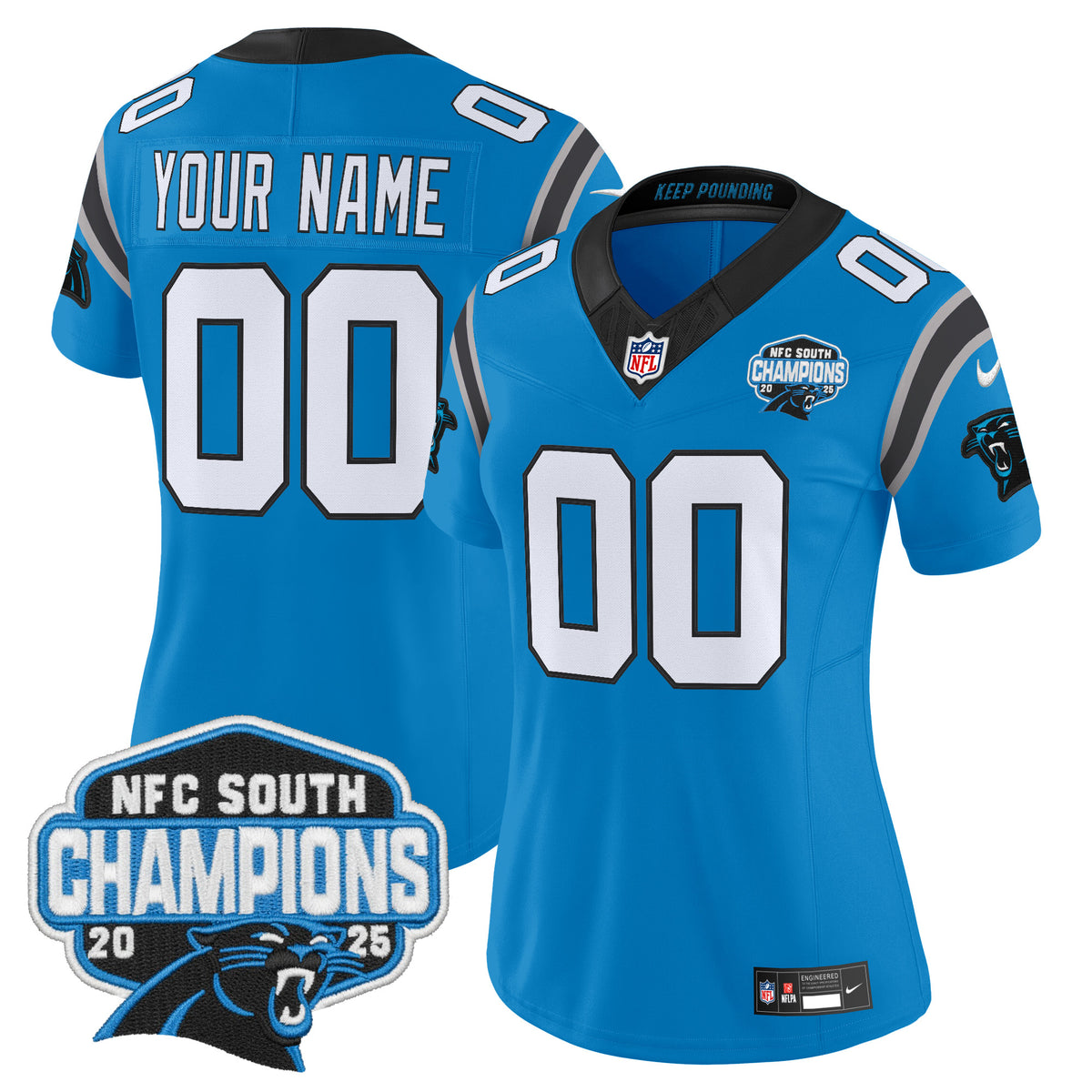 Carolina Panthers 2025 NFC South Division Champions Vapor Limited Custom Jersey - All Stitched