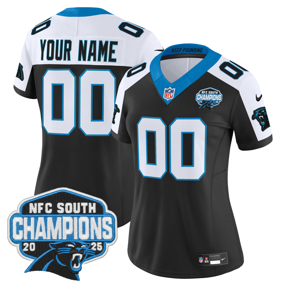 Carolina Panthers 2025 NFC South Division Champions Vapor Limited Custom Jersey - All Stitched