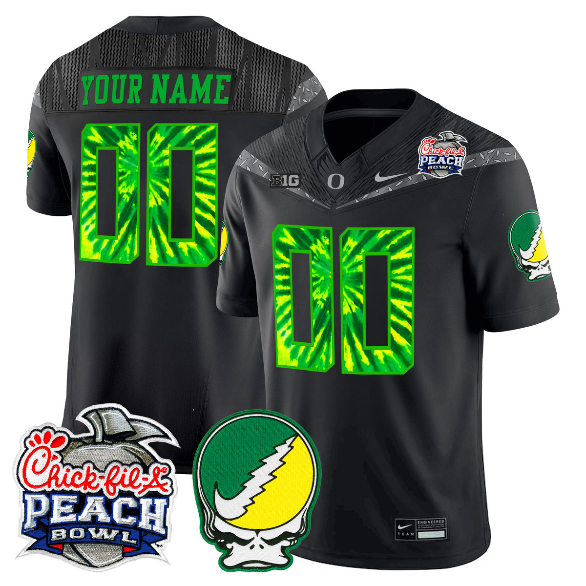Oregon Ducks "Grateful Ducks" Vapor Limited Custom Jersey - 2026 Peach Bowl Patch - All Stitched