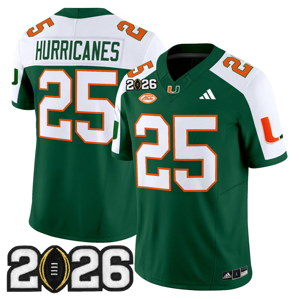 Men's Miami Hurricanes 2026 CFP Final Patch Vapor Limited Jersey - All Stitched