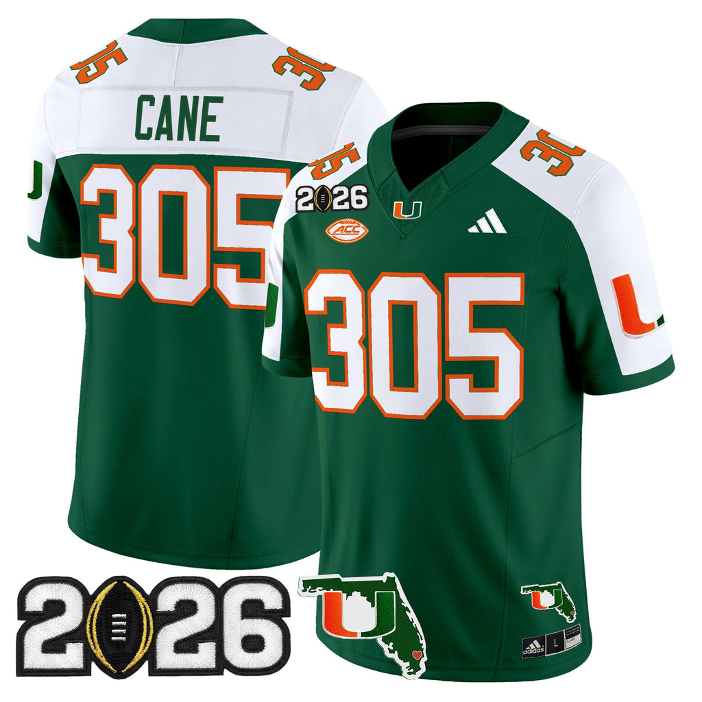 Men's Miami Hurricanes 2026 CFP Final & Florida Patch Vapor Limited Jersey - All Stitched