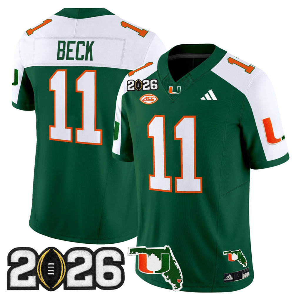 Men's Miami Hurricanes 2026 CFP Final & Florida Patch Vapor Limited Jersey - All Stitched