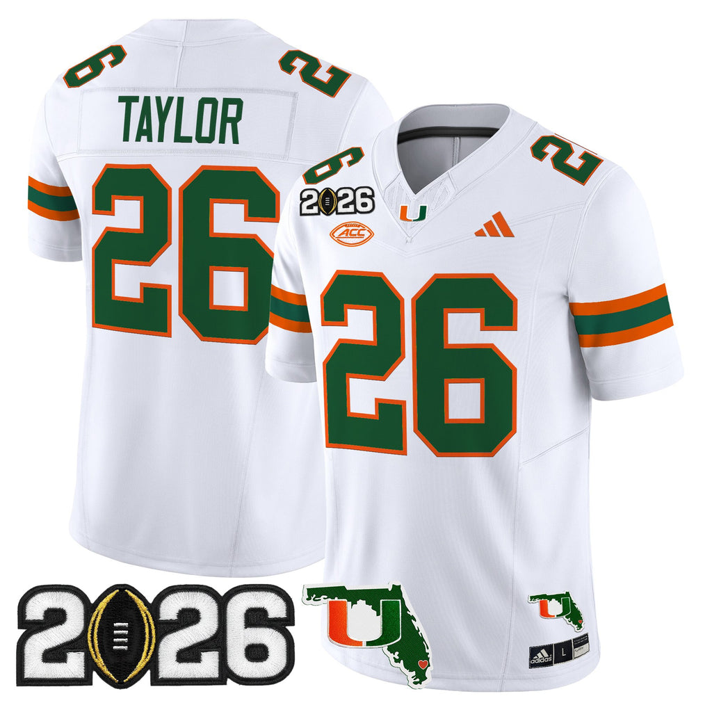 Men's Miami Hurricanes 2026 CFP Final & Florida Patch Vapor Limited Jersey - All Stitched