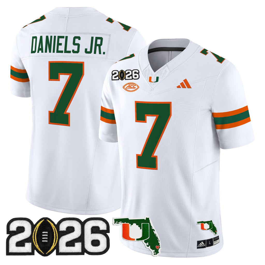 Men's Miami Hurricanes 2026 CFP Final & Florida Patch Vapor Limited Jersey - All Stitched