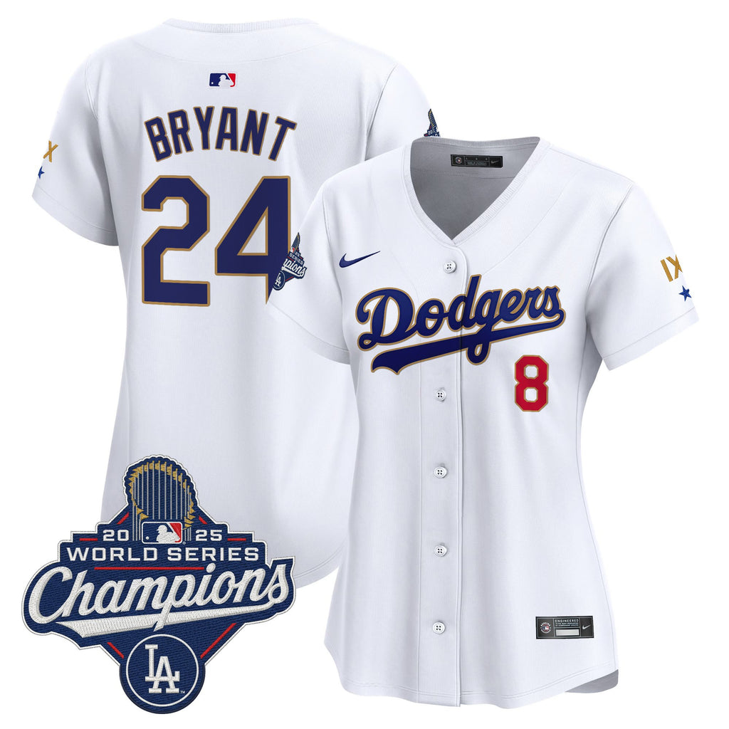 Women's Los Angeles Dodgers 9-Time Champions Gold Trim Vapor Premier Limited Jersey - All Stitched