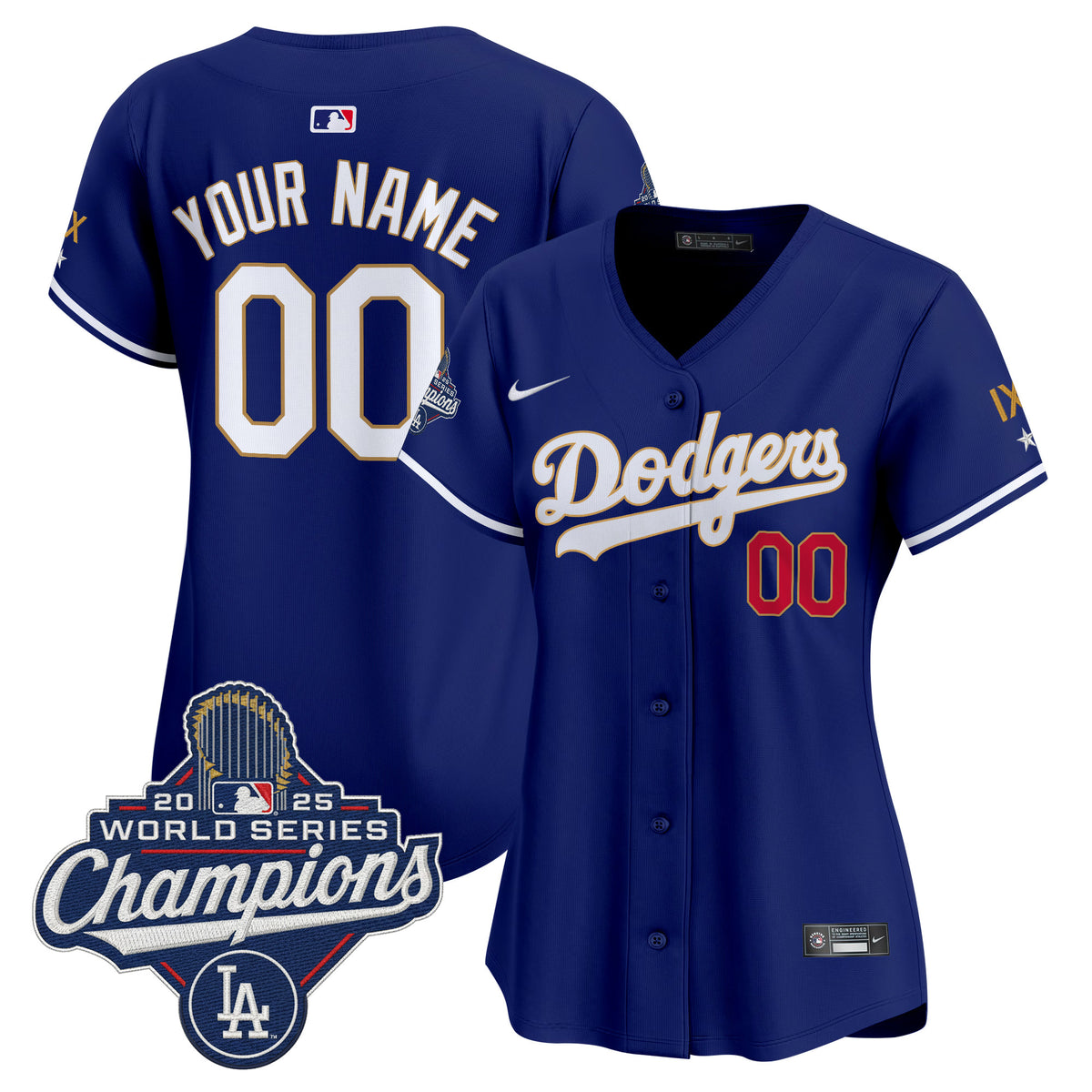 Los Angeles Dodgers 9-Time Champions Gold Trim Vapor Premier Limited Custom Jersey - All Stitched