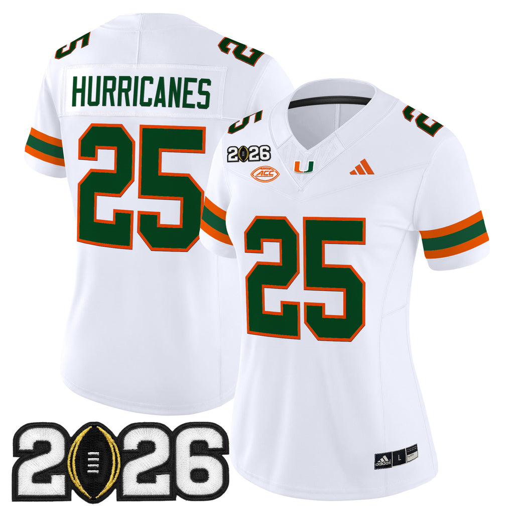 Women's Miami Hurricanes 2026 CFP Final Patch Vapor Limited Jersey - All Stitched