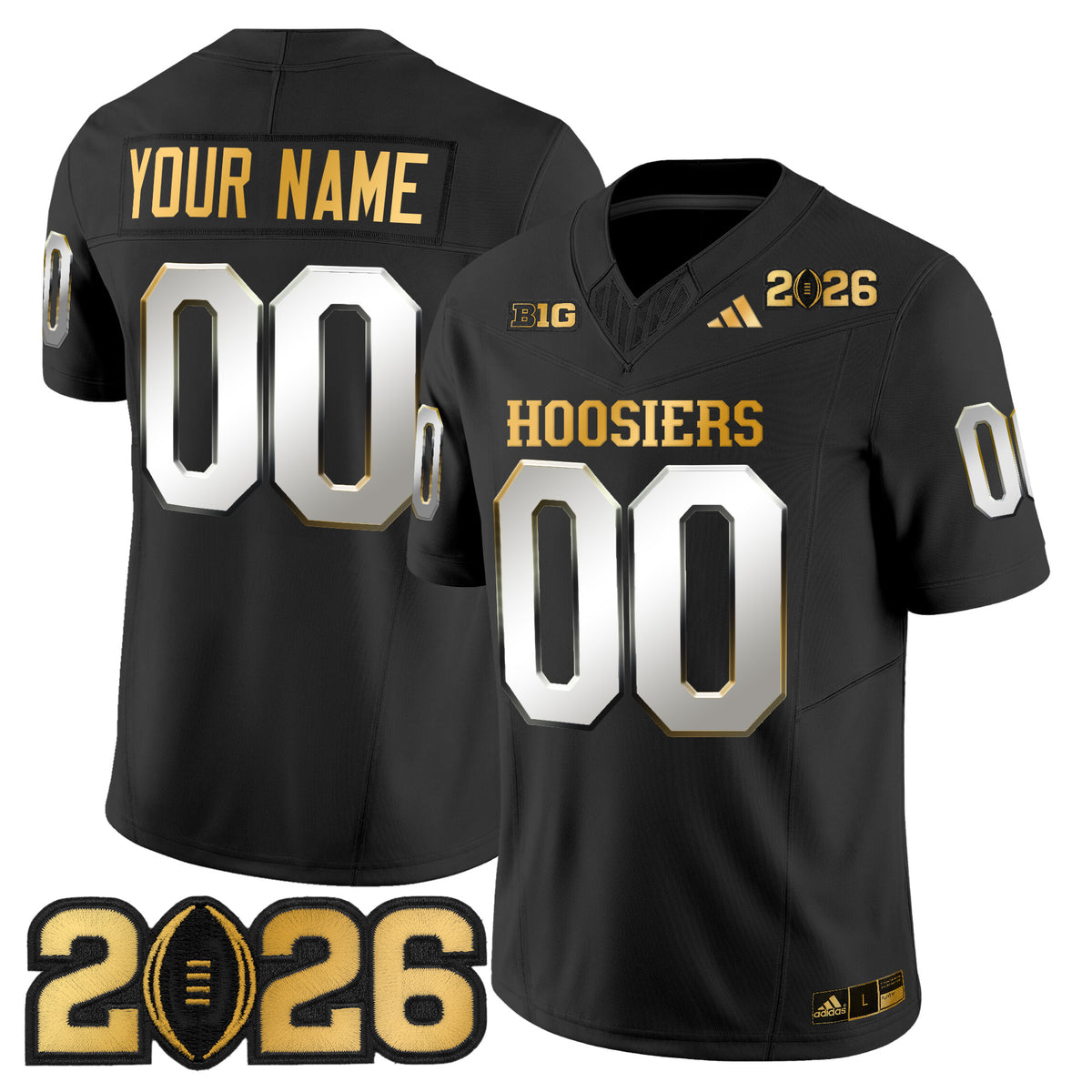 Indiana Hoosiers 2026 CFP Final Patch Gold Vapor Limited Custom Jersey - All Stitched