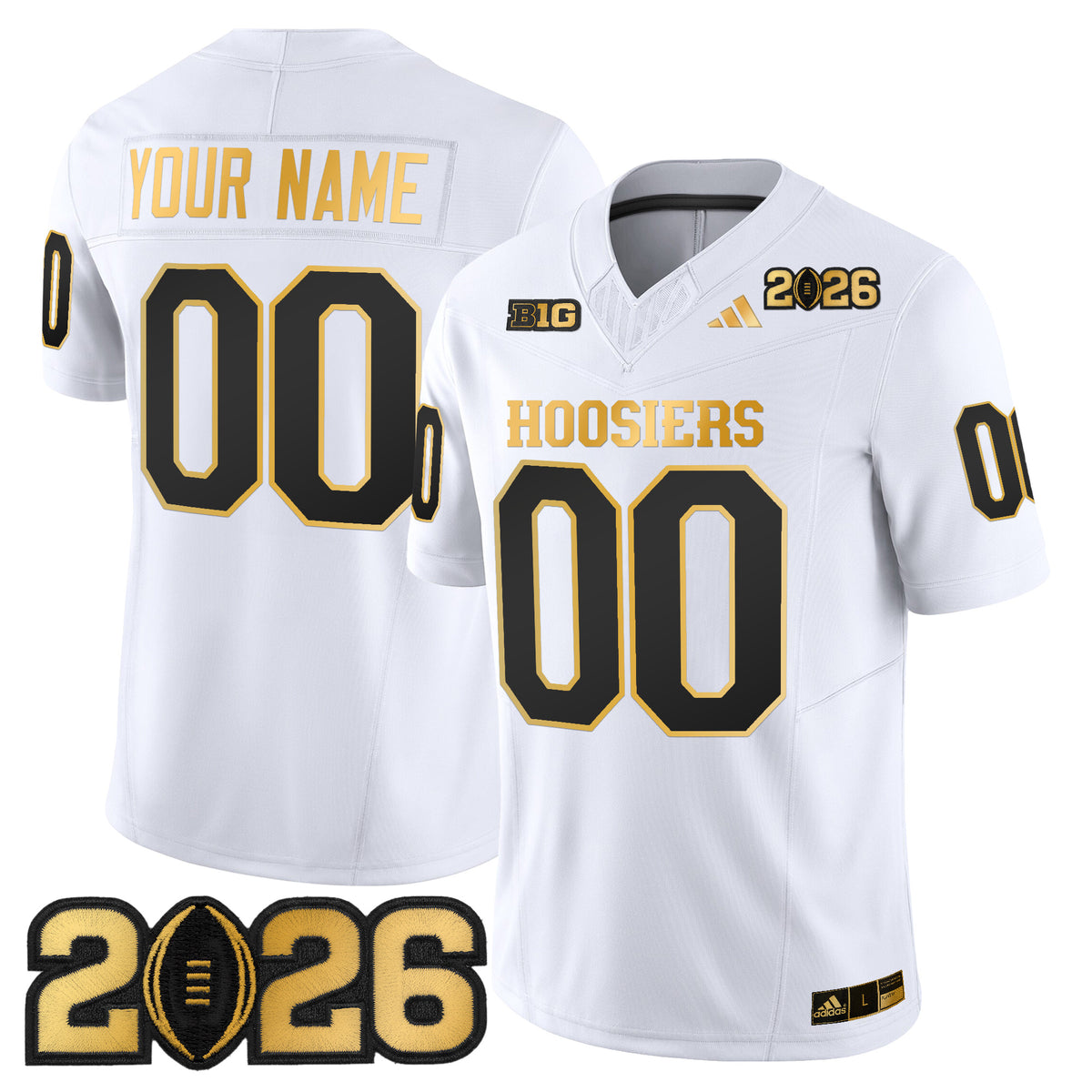 Indiana Hoosiers 2026 CFP Final Patch Gold Vapor Limited Custom Jersey - All Stitched