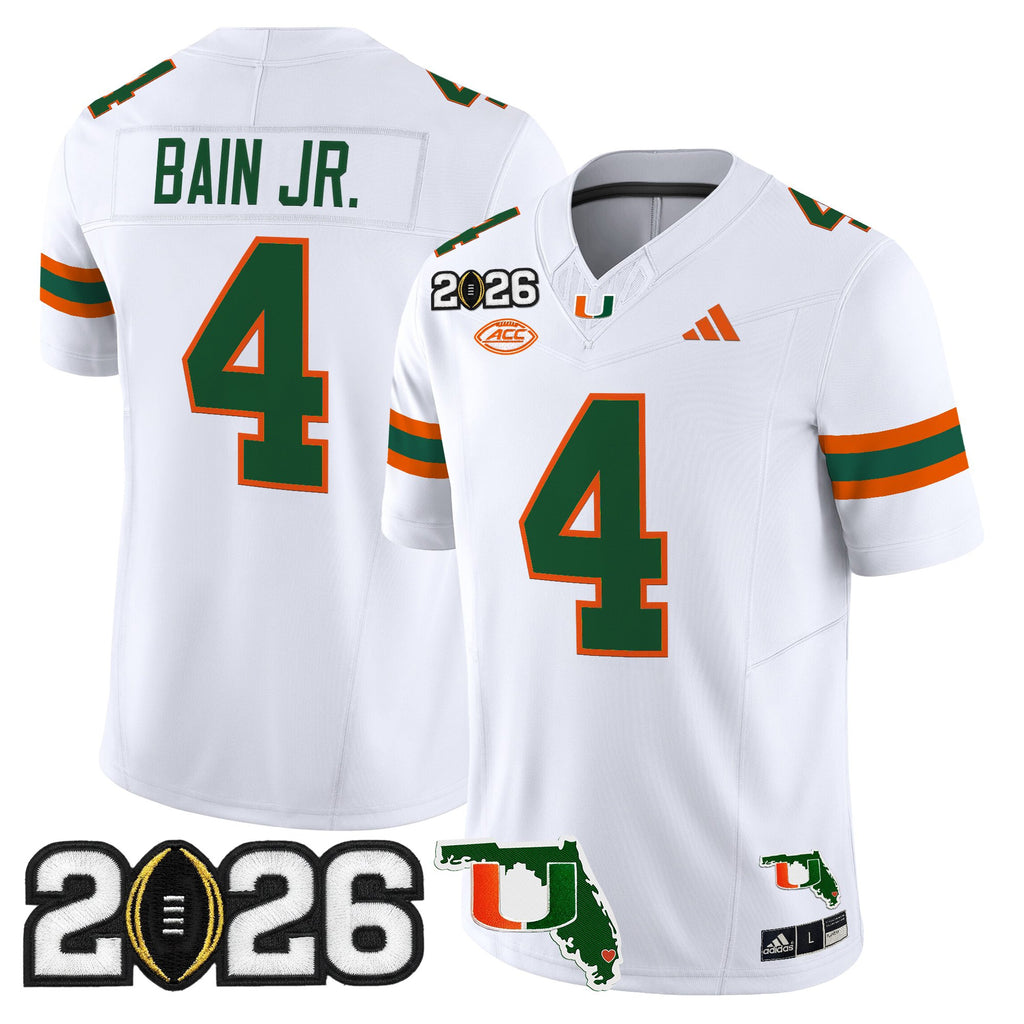 Men's Miami Hurricanes 2026 CFP Final & Florida Patch Vapor Limited Jersey - All Stitched