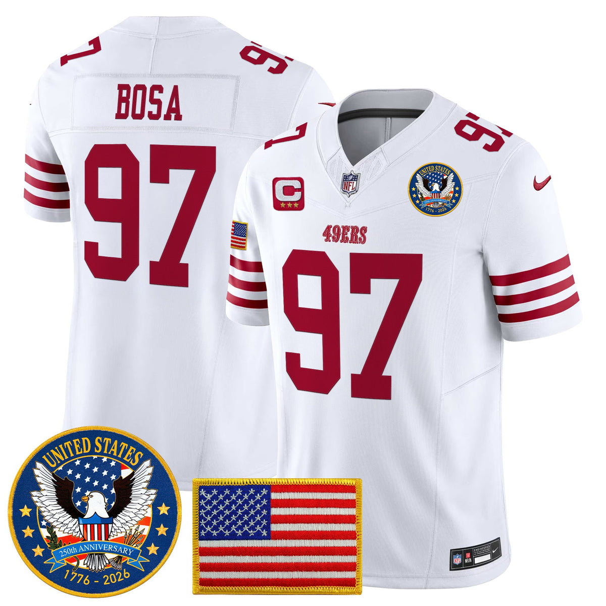 Men's San Francisco 49ers "United States 250th Anniversary Patch" Vapor Limited Jersey - All Stitched