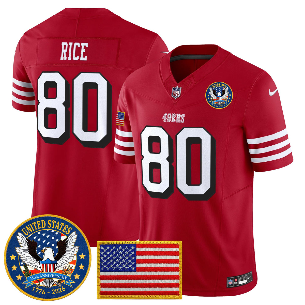 Men's San Francisco 49ers "United States 250th Anniversary Patch" Vapor Limited Jersey - All Stitched