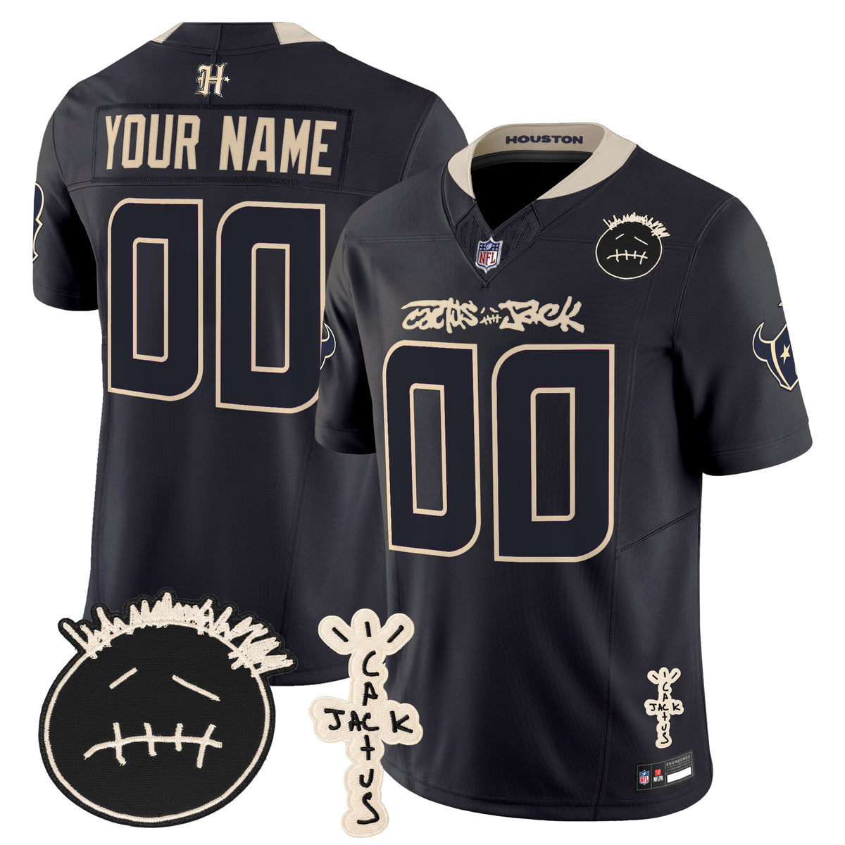 Houston Texans x Cactus Jack Vapor Limited Custom Jersey V2 - All Stitched