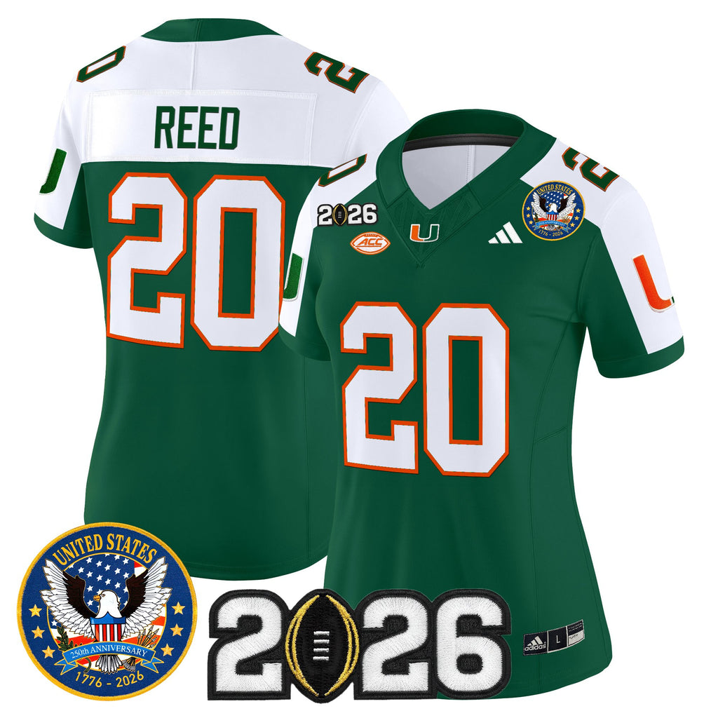 Women's Miami Hurricanes "United States 250th Anniversary & 2026 CFP Final Patch" Vapor Limited Jersey - All Stitched