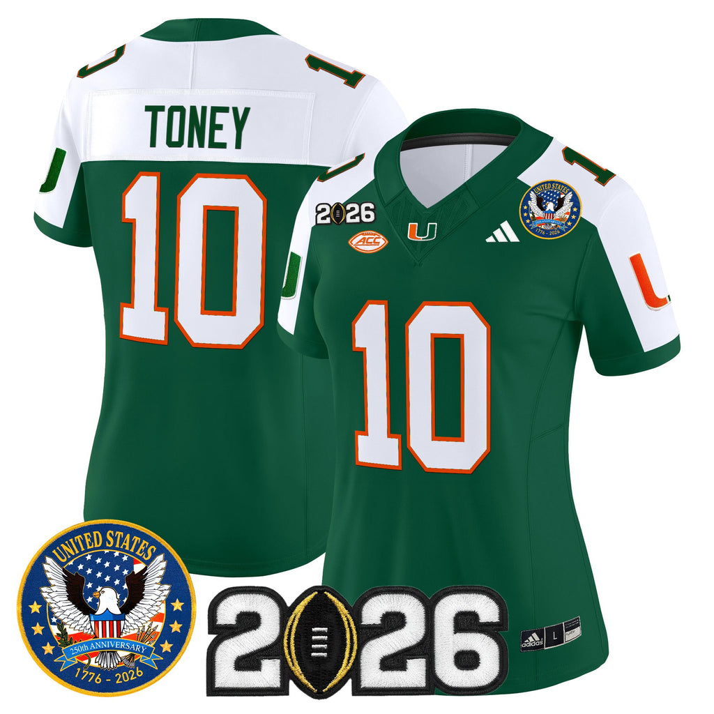 Women's Miami Hurricanes "United States 250th Anniversary & 2026 CFP Final Patch" Vapor Limited Jersey - All Stitched