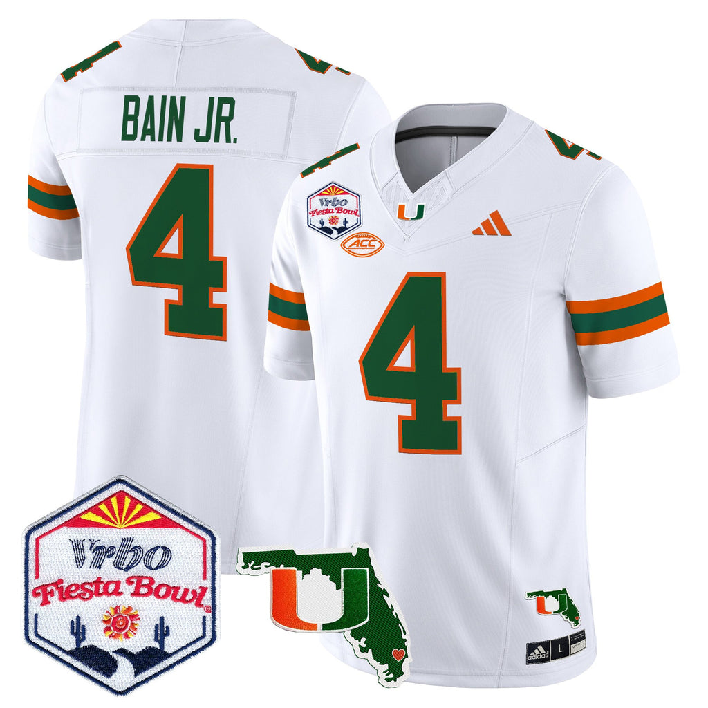 Men's Miami Hurricanes 2026 The Fiesta Bowl & Florida Patch Vapor Limited Jersey - All Stitched