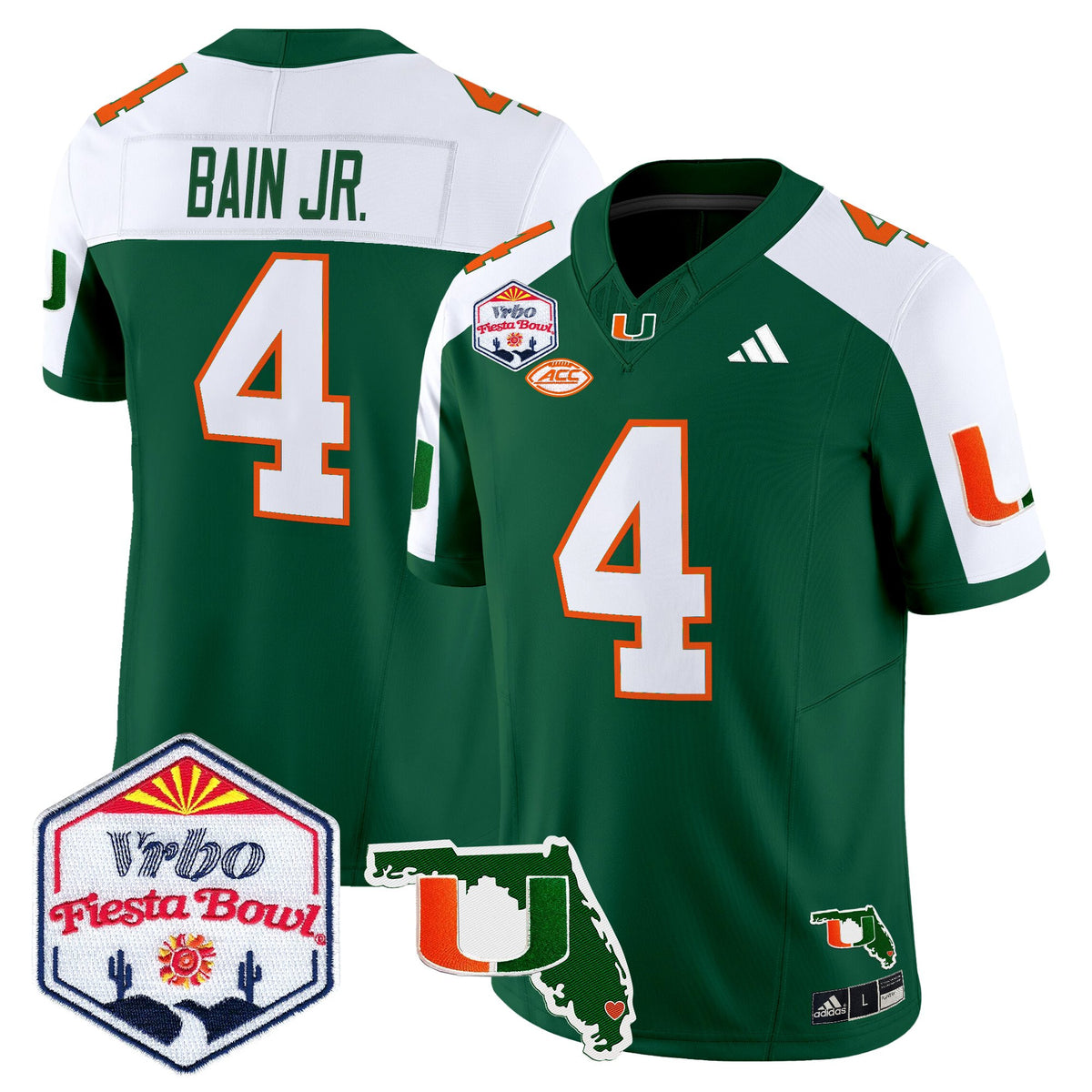 Men's Miami Hurricanes 2026 The Fiesta Bowl & Florida Patch Vapor Limited Jersey - All Stitched