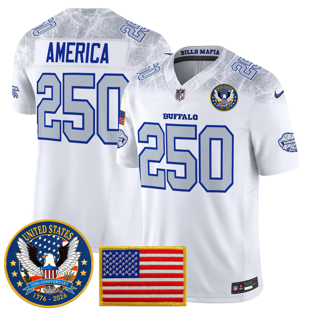 Men's Buffalo Bills "United States 250th Anniversary Patch" Vapor Limited Jersey - All Stitched