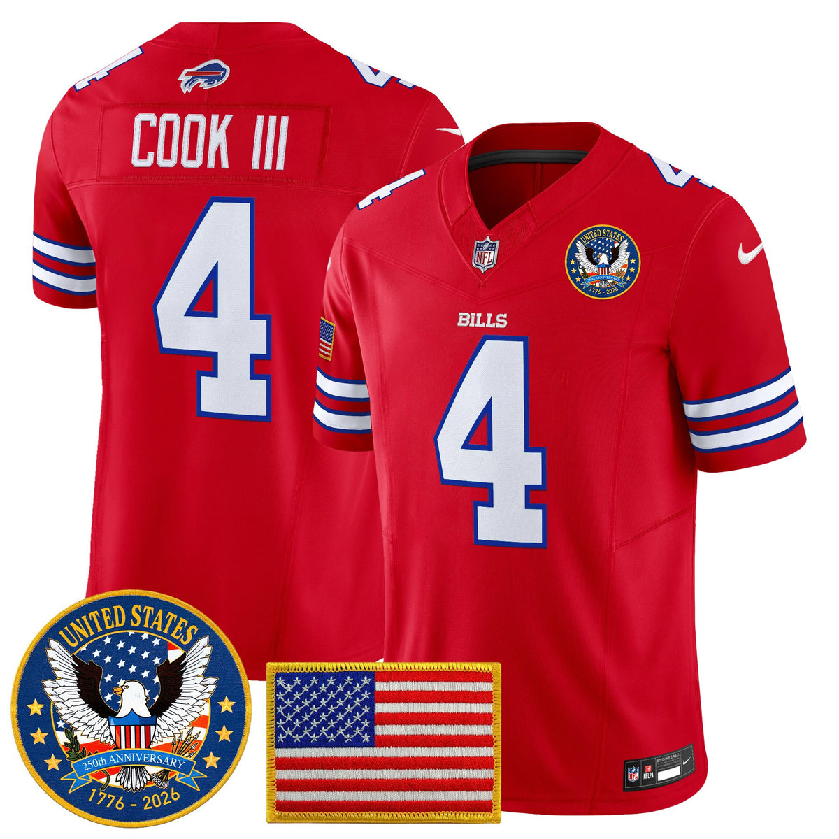 Men's Buffalo Bills "United States 250th Anniversary Patch" Vapor Limited Jersey - All Stitched
