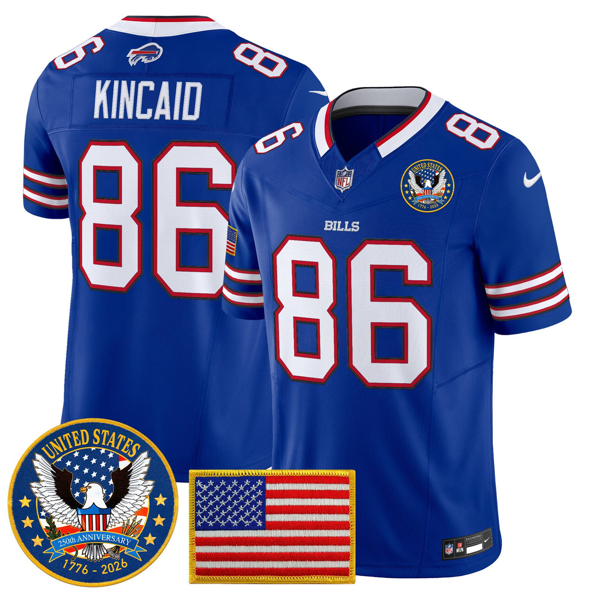 Men's Buffalo Bills "United States 250th Anniversary Patch" Vapor Limited Jersey - All Stitched