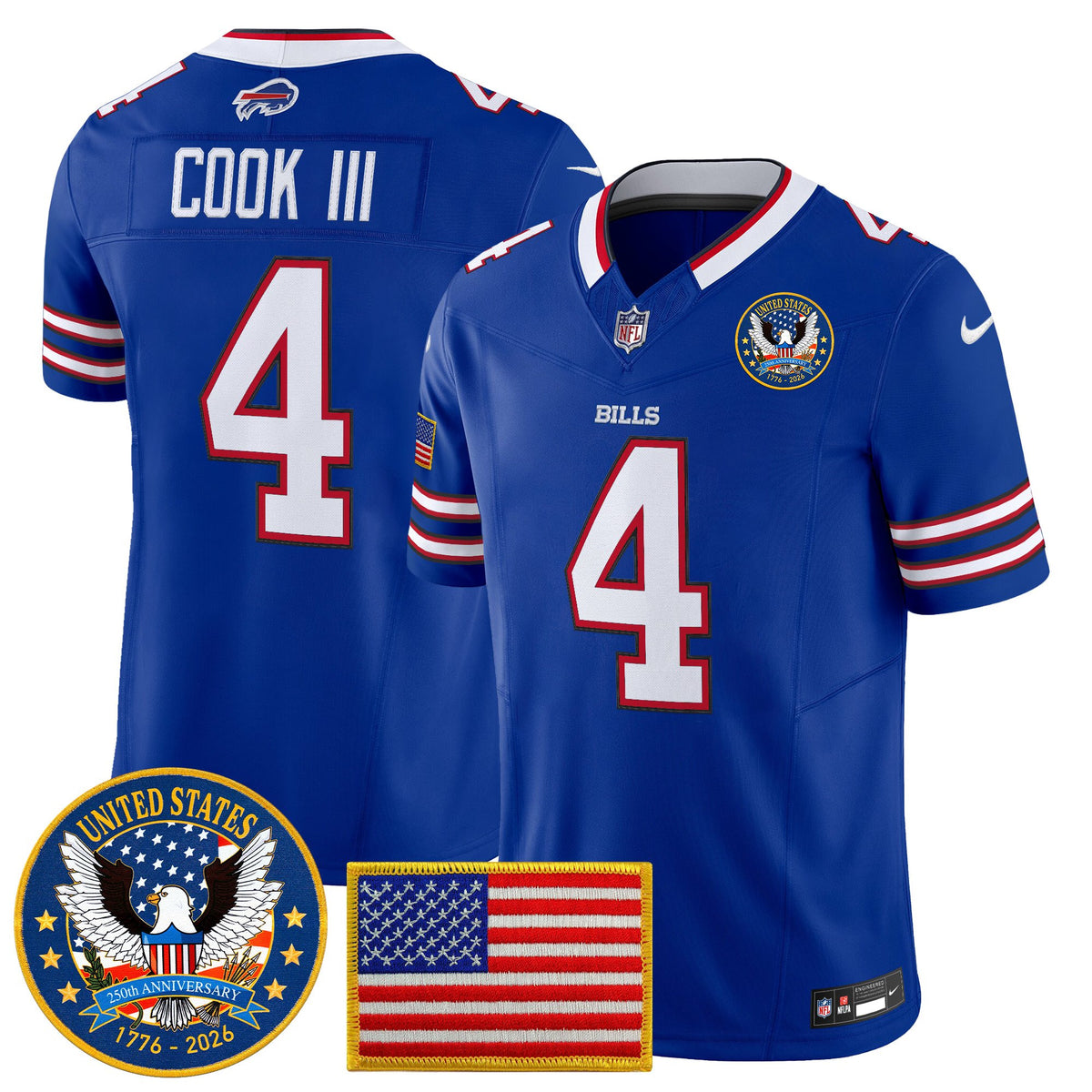 Men's Buffalo Bills "United States 250th Anniversary Patch" Vapor Limited Jersey - All Stitched
