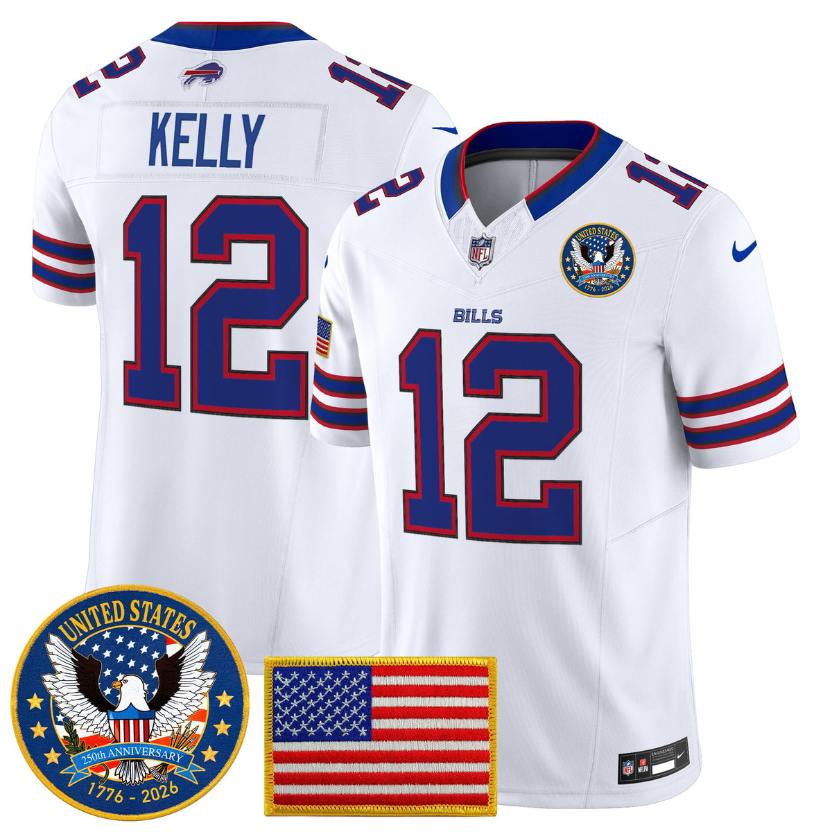 Men's Buffalo Bills "United States 250th Anniversary Patch" Vapor Limited Jersey - All Stitched