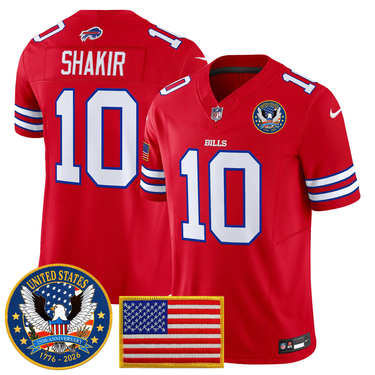 Men's Buffalo Bills "United States 250th Anniversary Patch" Vapor Limited Jersey - All Stitched