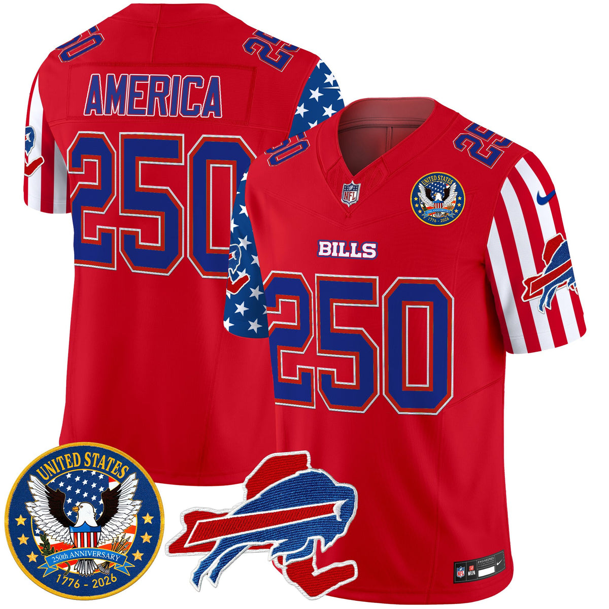 Men's Buffalo Bills "America250 Edition" Style Vapor Limited Jersey - All Stitched