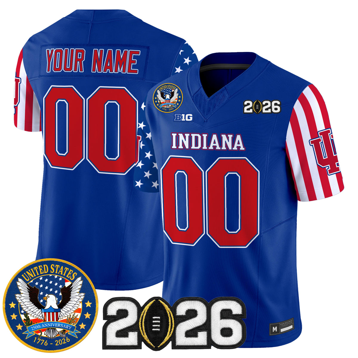 Indiana Hoosiers "America250 Edition" Vapor Limited Custom Jersey - 2026 CFP Final Patch - All Stitched
