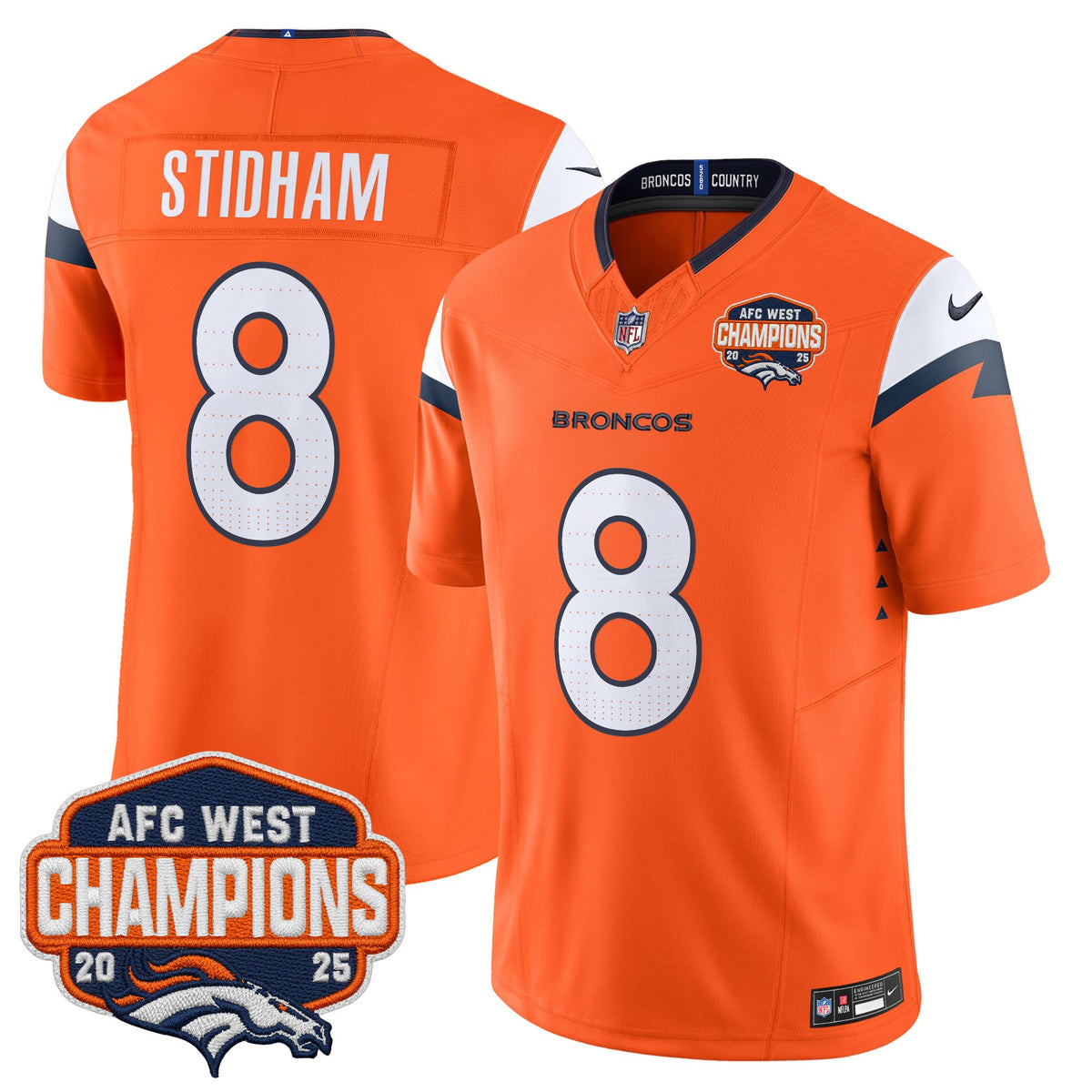 Men's Denver Broncos 2025 AFC West Division Champions Vapor Limited Jersey - All Stitched