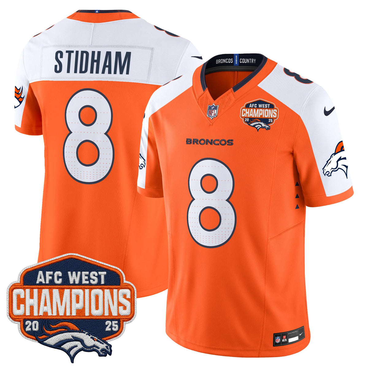 Men's Denver Broncos 2025 AFC West Division Champions Vapor Limited Jersey - All Stitched