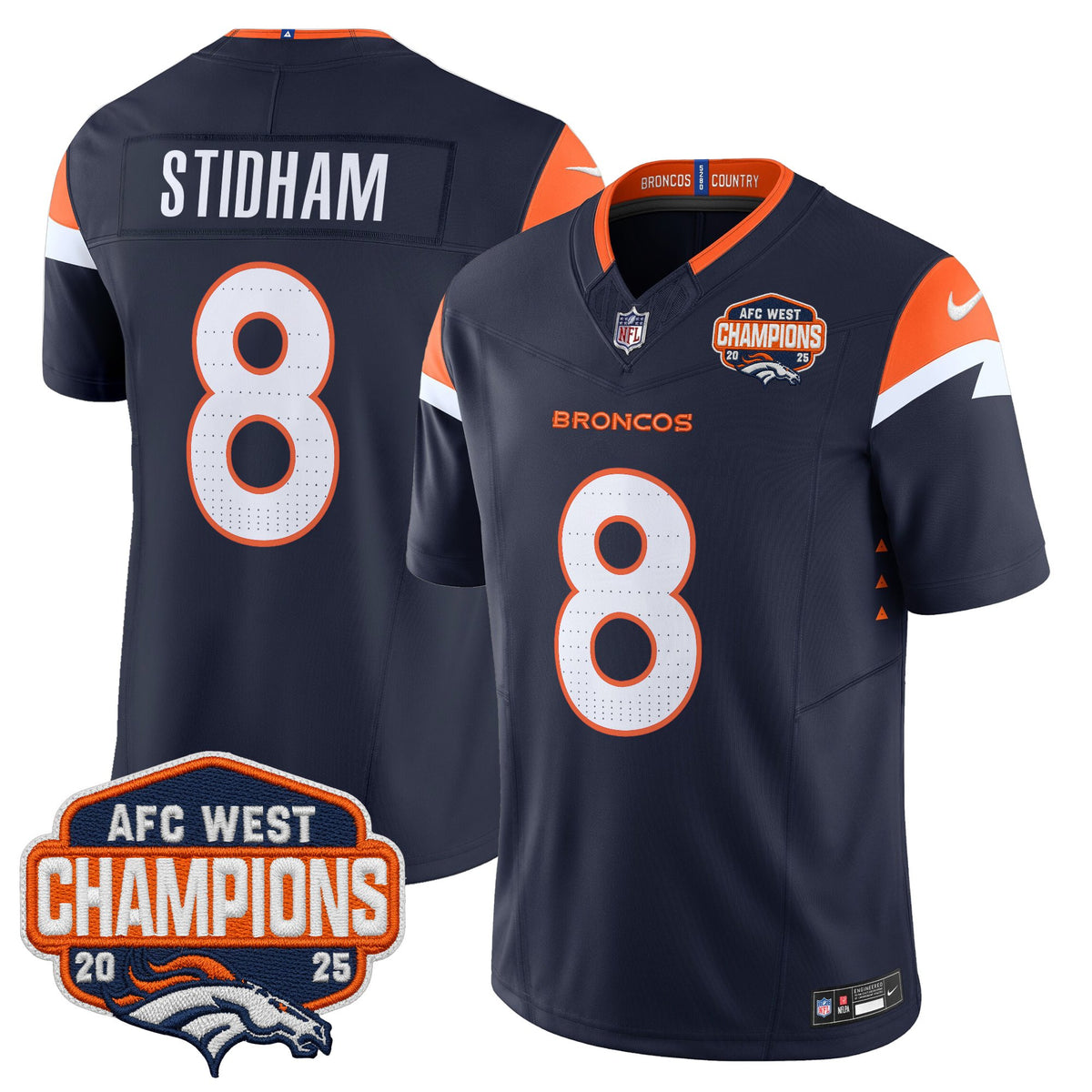 Men's Denver Broncos 2025 AFC West Division Champions Vapor Limited Jersey - All Stitched