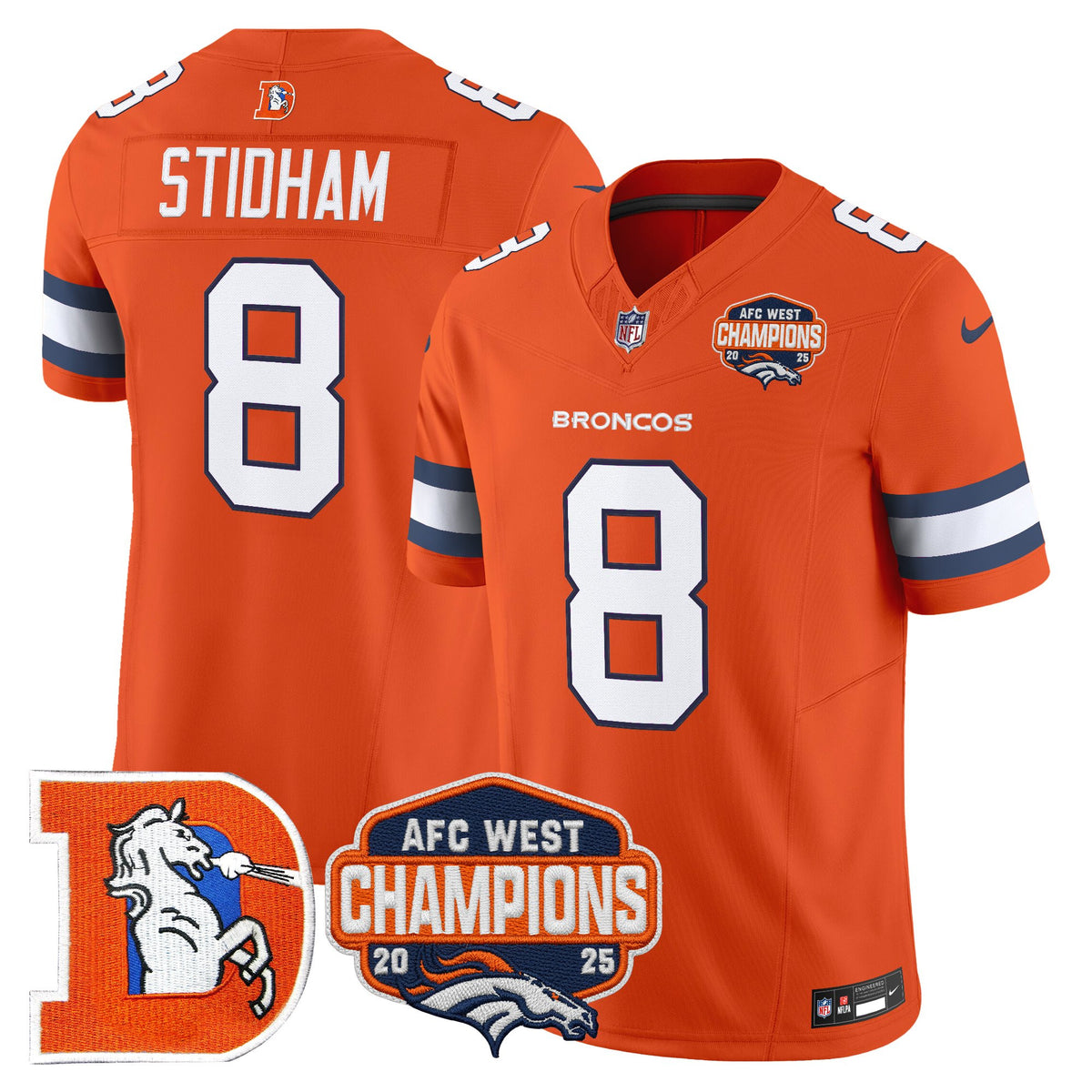 Men's Denver Broncos Throwback Vapor Limited Jersey - 2025 AFC West Division Champions Patch - All Stitched