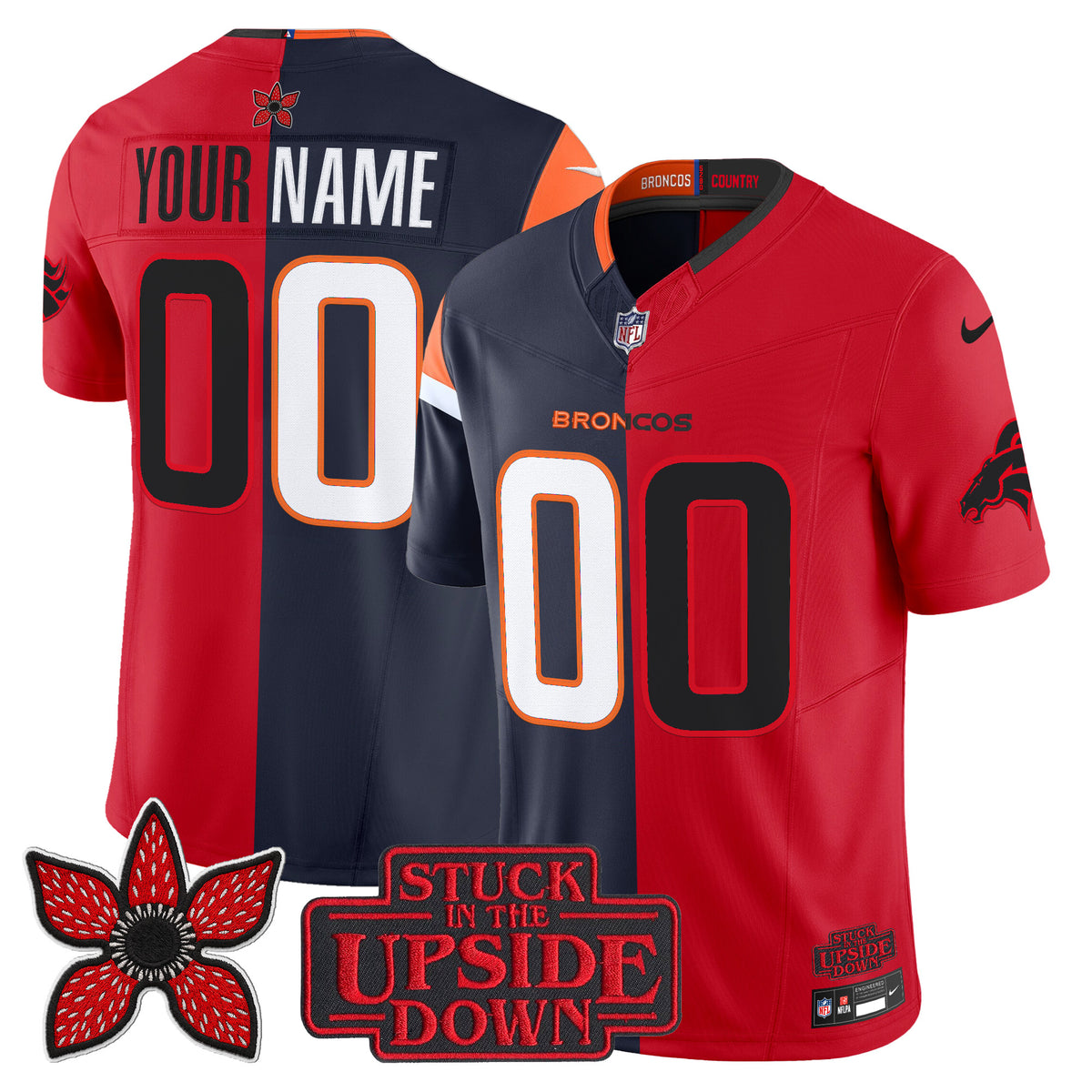 Denver Broncos 'Upside Down Edition' Vapor Limited Custom Jersey - All Stitched
