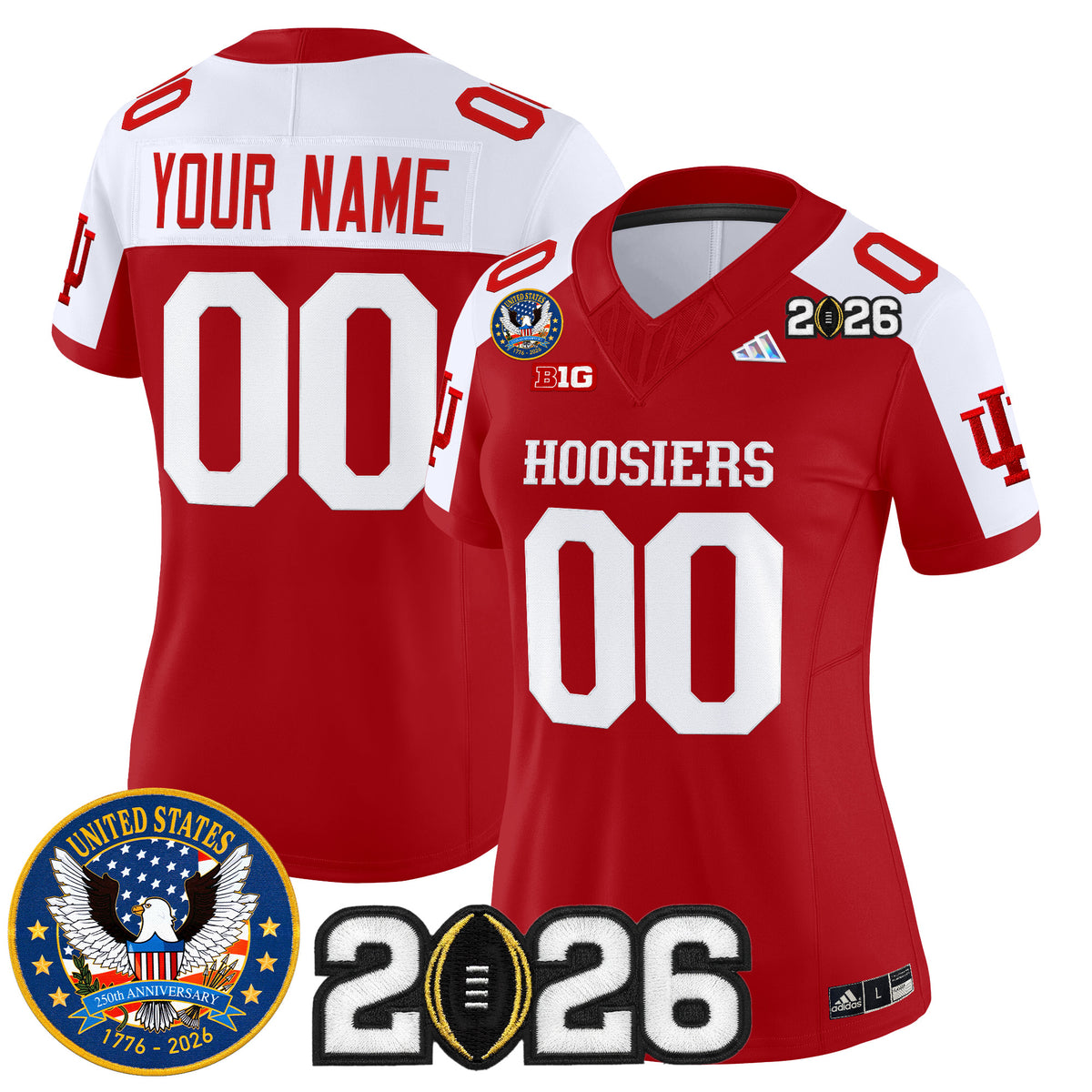 Indiana Hoosiers "United States 250th Anniversary Patch" Vapor Limited Custom Jersey - All Stitched