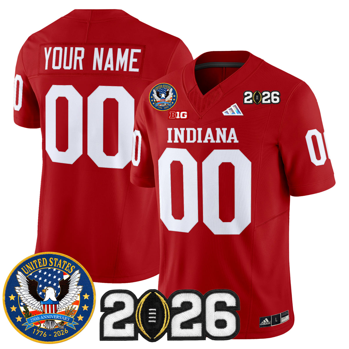 Indiana Hoosiers "United States 250th Anniversary Patch" Vapor Limited Custom Jersey V2 - All Stitched