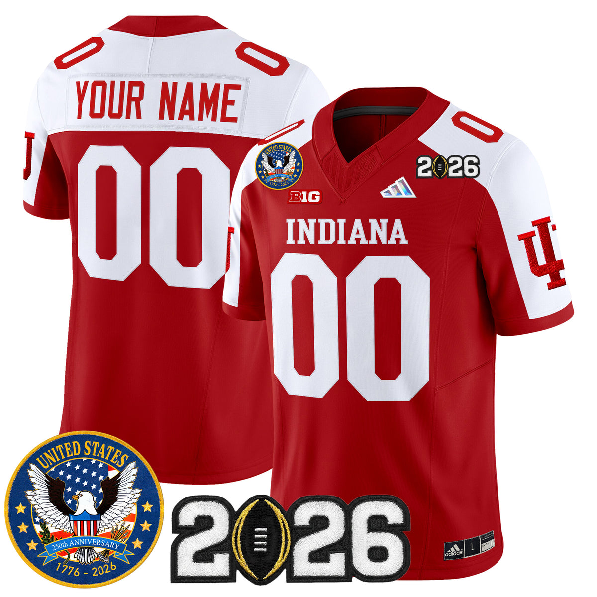 Indiana Hoosiers "United States 250th Anniversary Patch" Vapor Limited Custom Jersey V2 - All Stitched