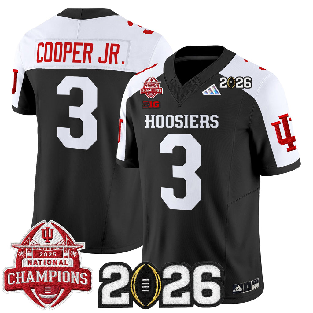 Men's Indiana Hoosiers 2025 National Champions & 2026 CFP Final Patch Vapor Limited Jersey V2 - All Stitched