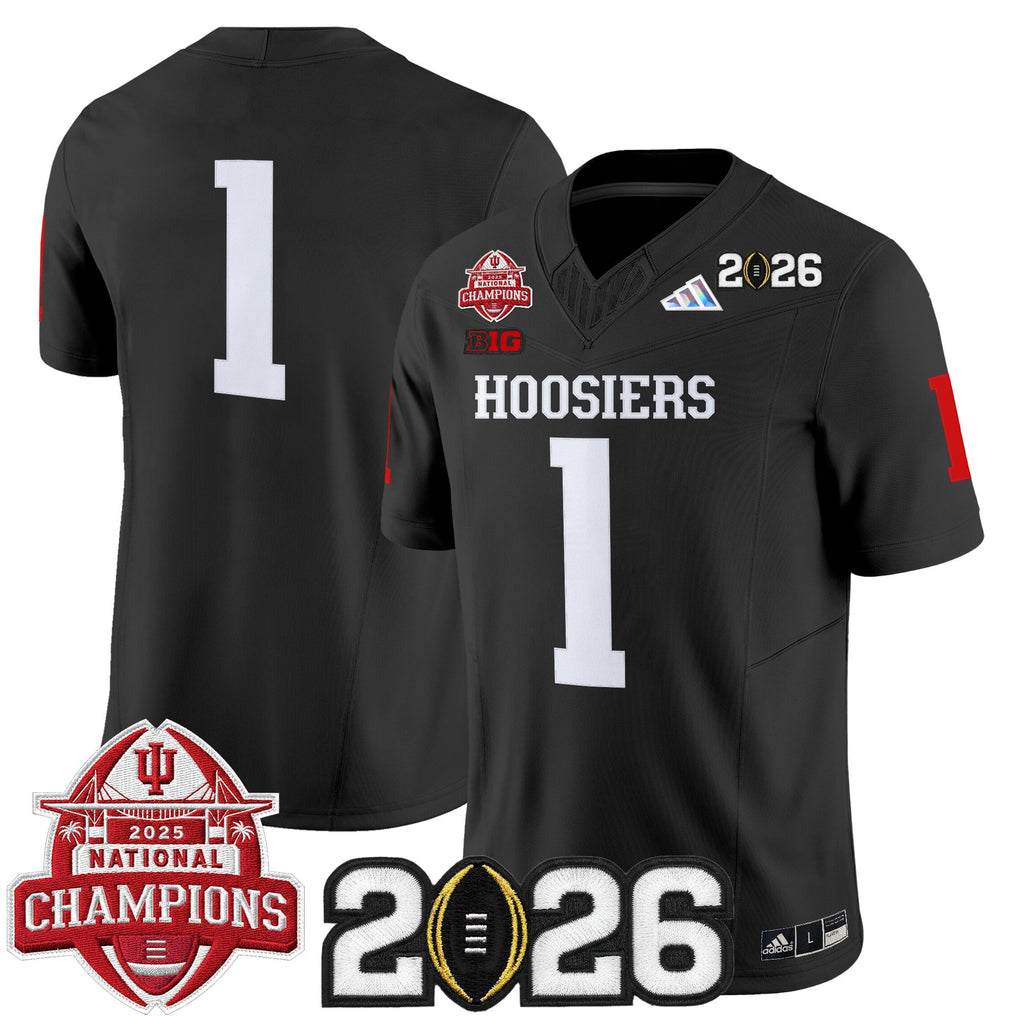 Men's Indiana Hoosiers 2025 National Champions & 2026 CFP Final Patch Vapor Limited Jersey V2 - All Stitched