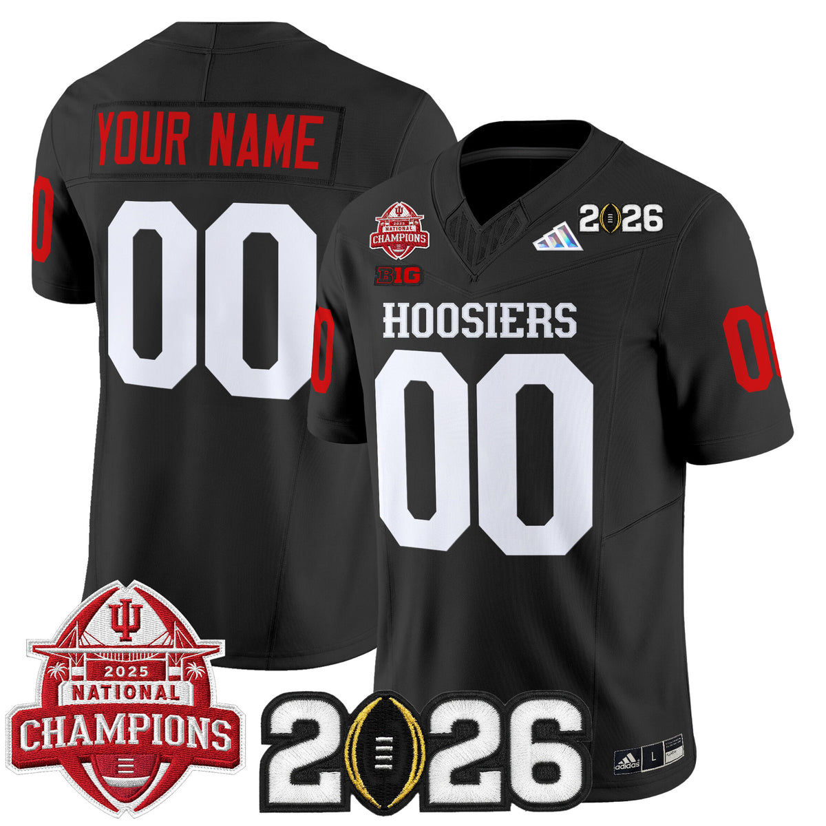 Indiana Hoosiers 2025 National Champions & 2026 CFP Final Patch Vapor Limited Custom Jersey V2 - All Stitched