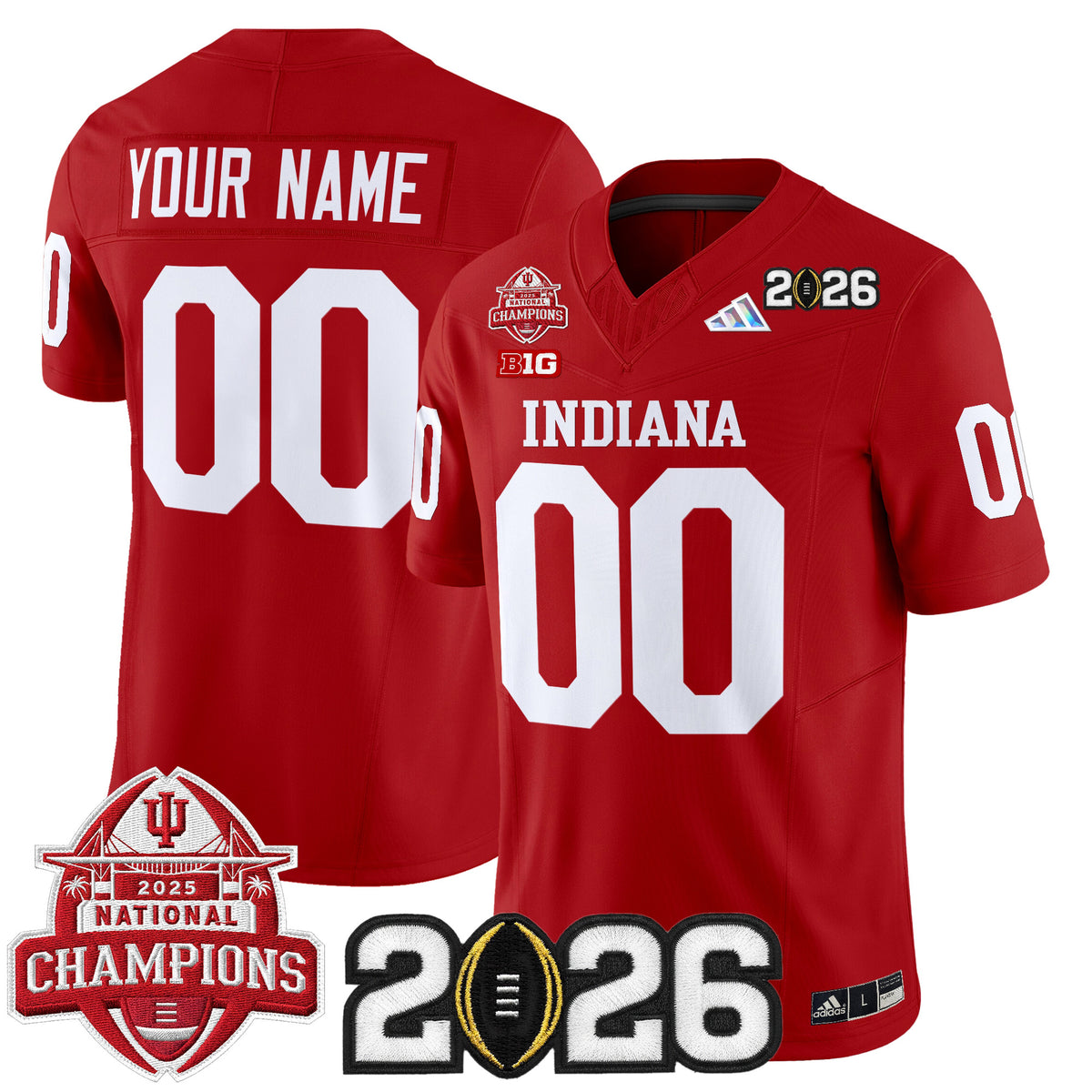 Indiana Hoosiers 2025 National Champions & 2026 CFP Final Patch Vapor Limited Custom Jersey V2 - All Stitched