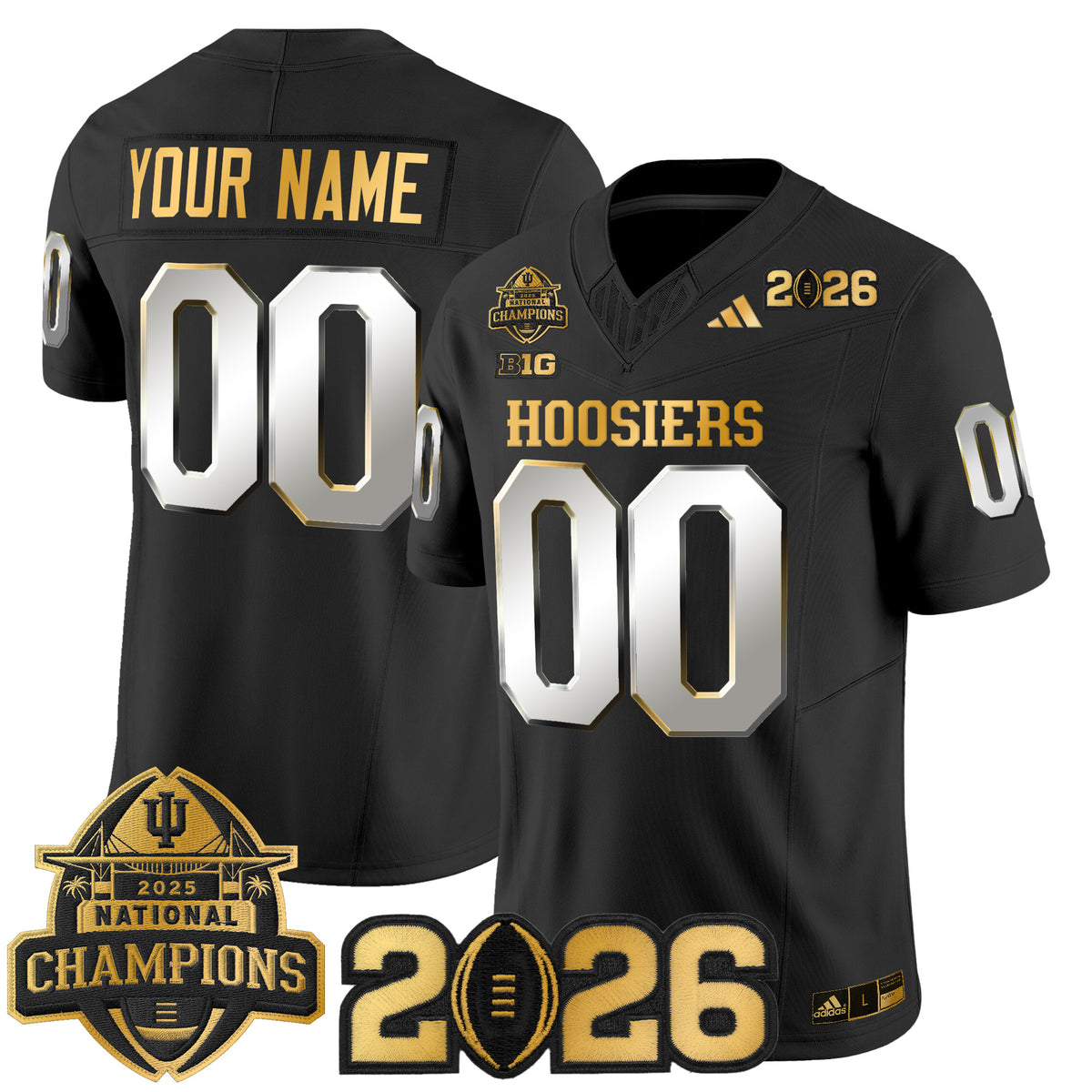 Indiana Hoosiers 2025 National Champions & 2026 CFP Final Patch Gold Vapor Limited Custom Jersey - All Stitched