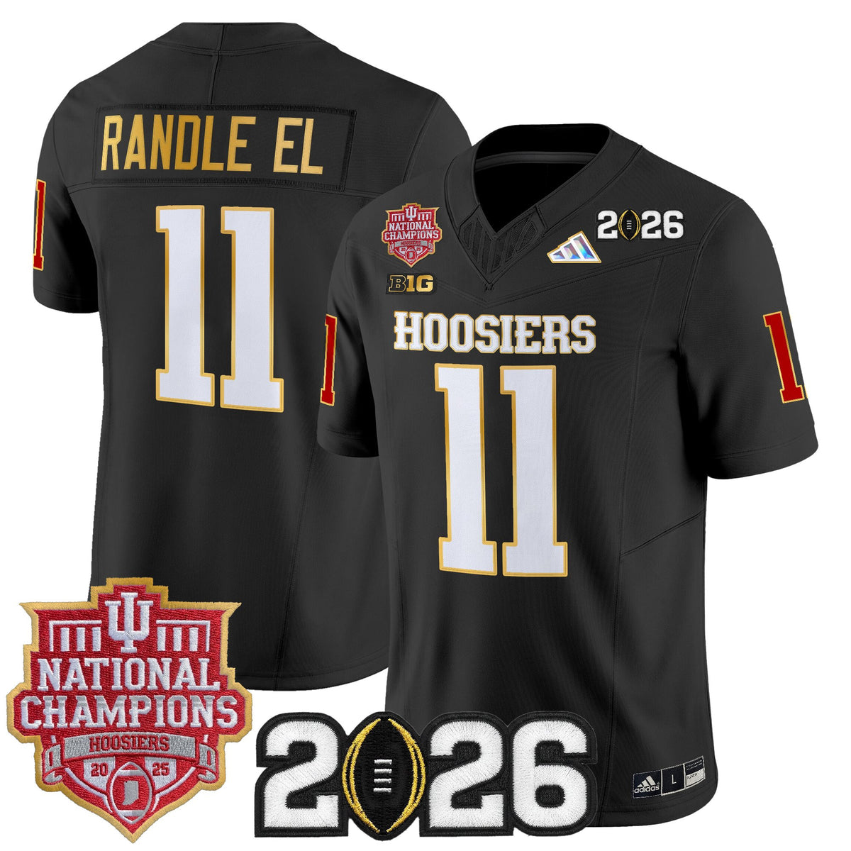 Men's Indiana Hoosiers 2025 National Champions & 2026 CFP Final Patch Gold Trim Vapor Limited Jersey - All Stitched