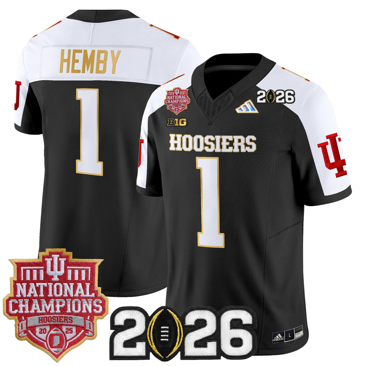 Men's Indiana Hoosiers 2025 National Champions & 2026 CFP Final Patch Gold Trim Vapor Limited Jersey - All Stitched